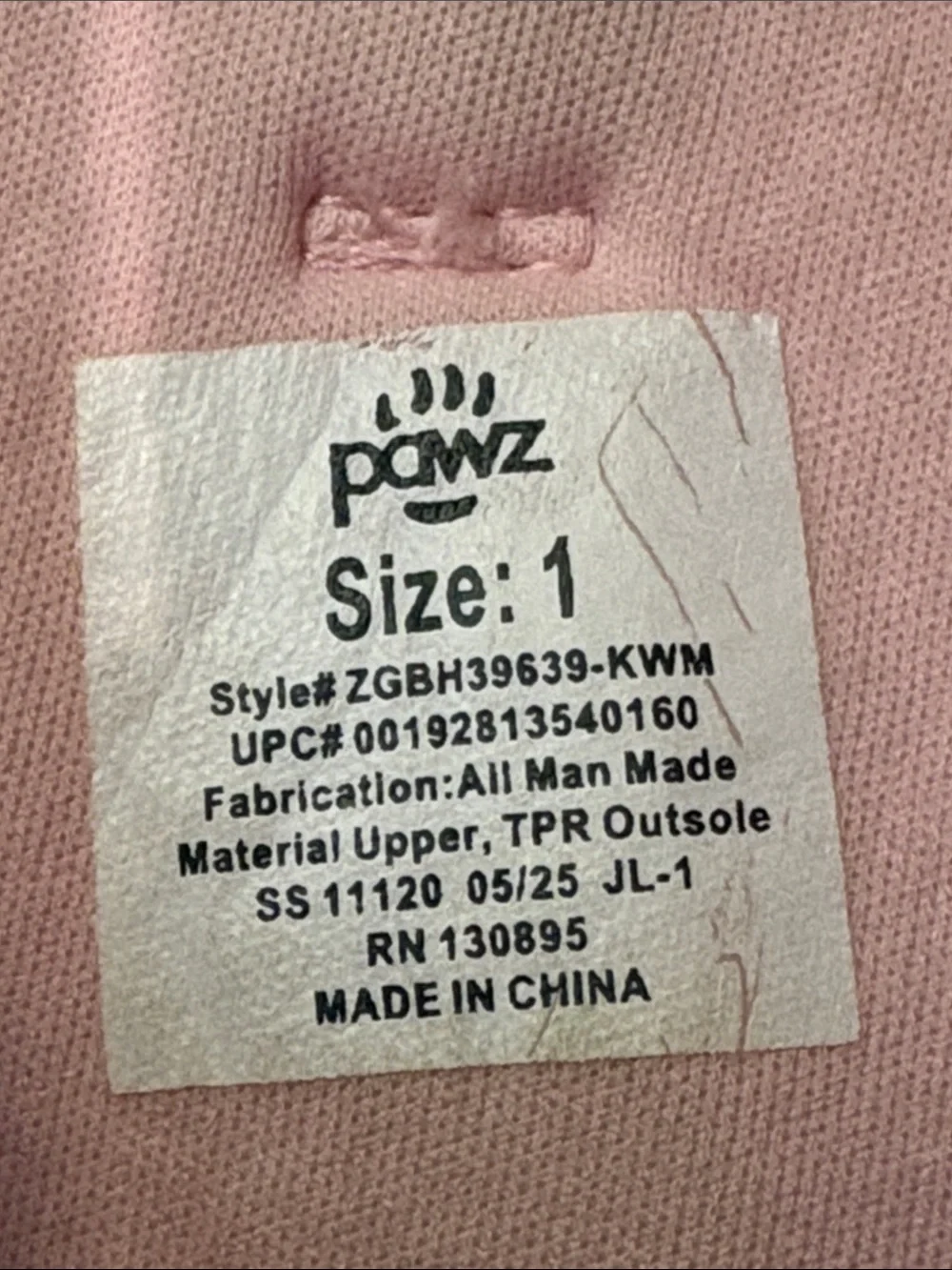 PAWZ Pink and Brown Girls Western Cowgirl Boots Size 1